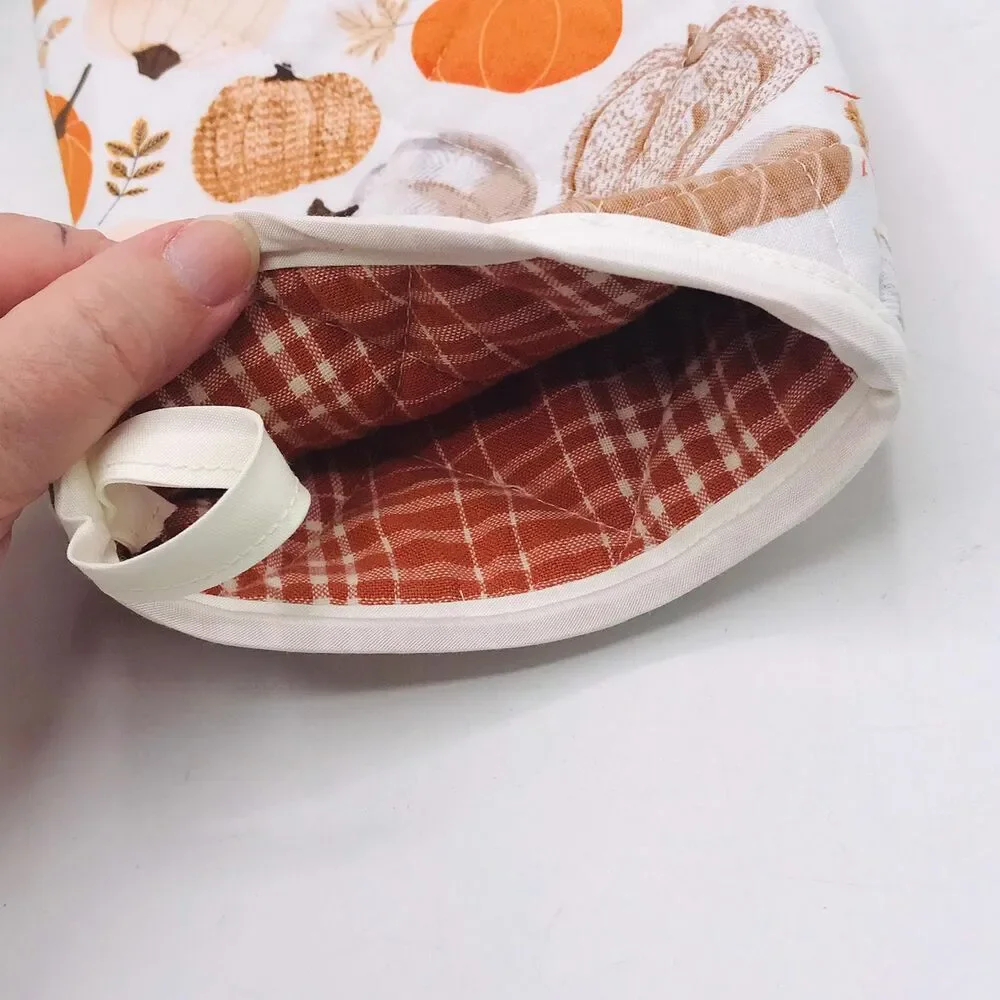 Oven Mitt, Neutrals Pumpkins and Plaid Baking Mitt